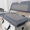 white aluminum bench . bench and backrest upholstered with premium grey materials